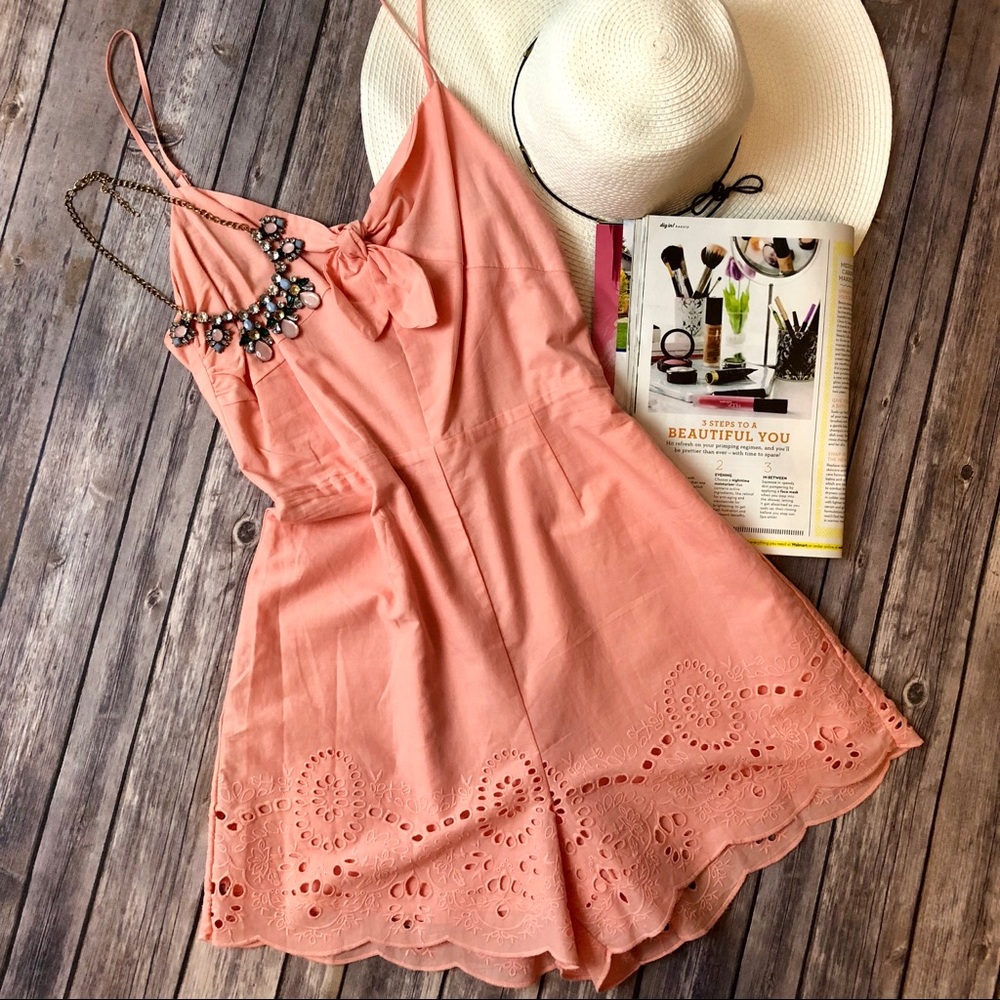 NWT Copper Key Peach Eyelet Romper